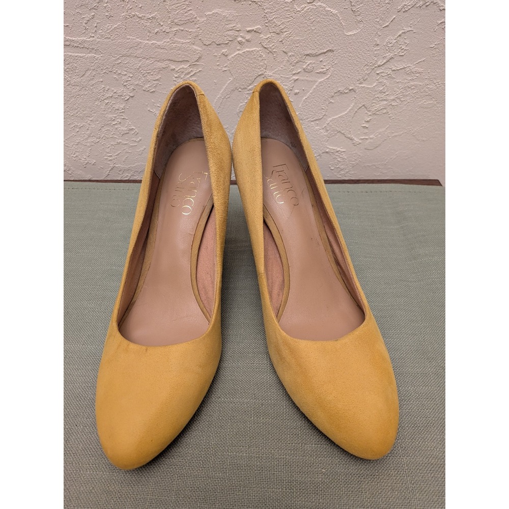 Franco Sarto Yellow Suede Wedge Espadrille Heels Women Size 7